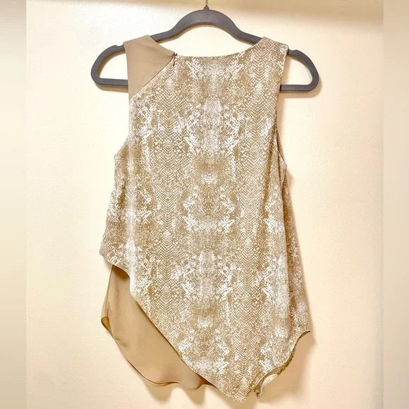 Y2K Juicy Couture Tan / dark beige white snakeskin Asymmetrical Top Small Peyton - Picture 8 of 9